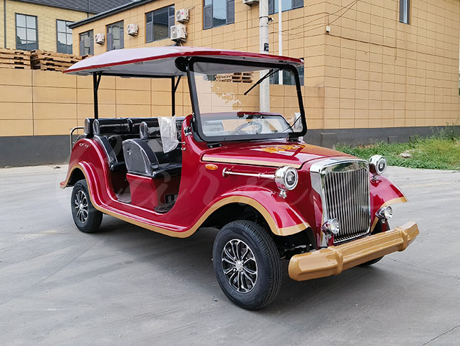 8 seater red vintage electric golf cart
