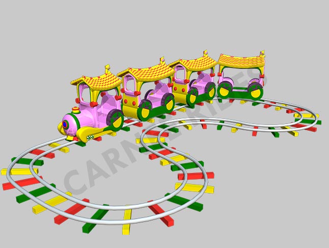 Cartoon Track Train 3d Model