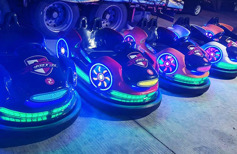 High quality battery bumper cars with colorful LED lights ready for delivery to Tanzania, manufactured by Carnee Rides.