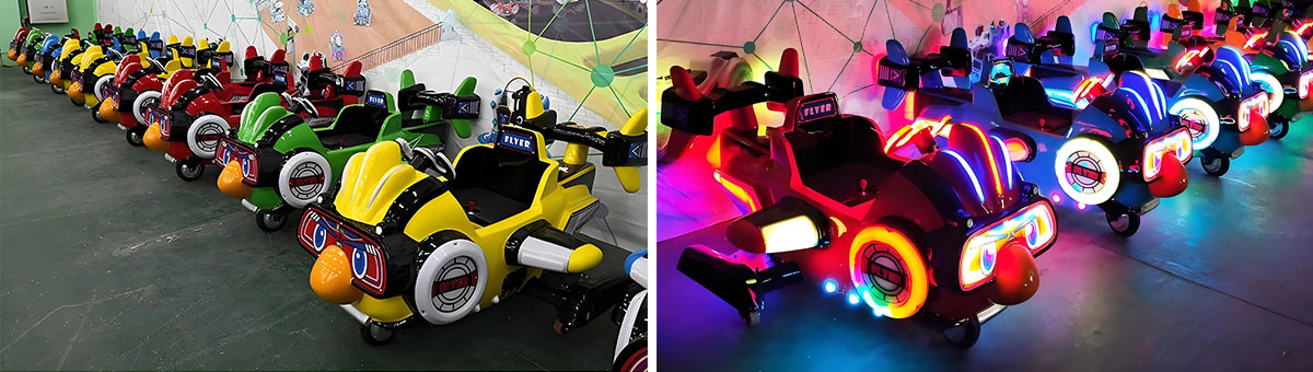 Battery-operated electric bumper cars with LED lights, suitable for indoor and outdoor business