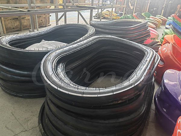 Rubber bumper parts for bumper cars, essential for safety and impact protection.